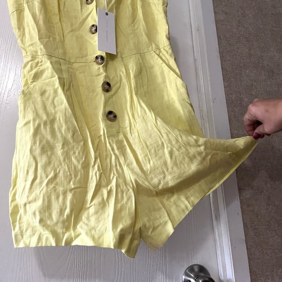 LUSH Canary Yellow Button-Up Romper - Picture 4 of 8